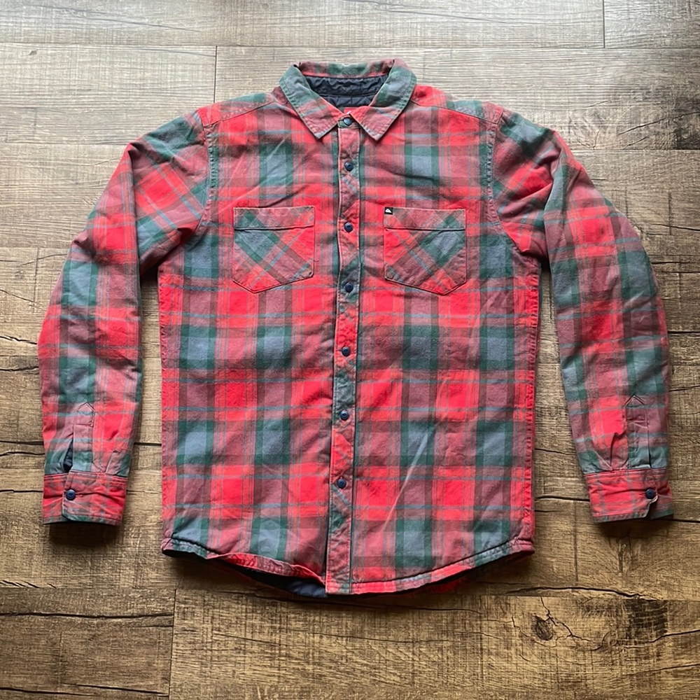 Quiksilver Men’s Quilted Plaid Flannel Shirt Jacket